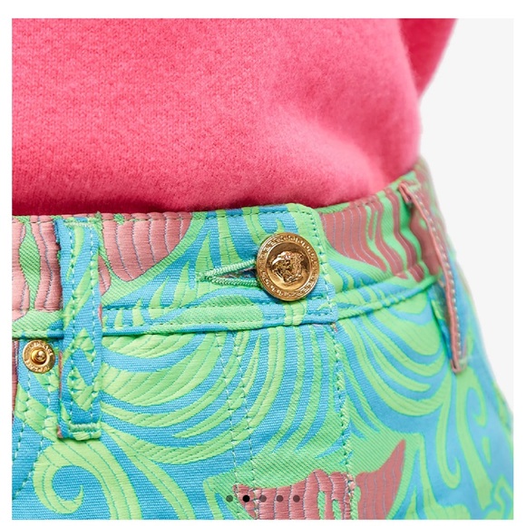 VERSACE PSYCADELLIC PRINT DENIM SKIRT - Picture 3 of 6